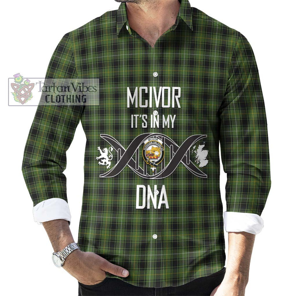 McIvor Hunting Tartan Long Sleeve Button Shirt with Family Crest DNA In Me Style Men's Shirt S - Tartanvibesclothing Shop