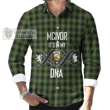 McIvor Hunting Tartan Long Sleeve Button Shirt with Family Crest DNA In Me Style Men's Shirt S - Tartanvibesclothing Shop