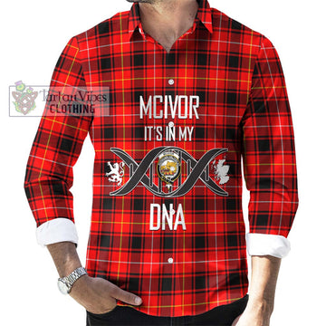 McIvor Modern Tartan Long Sleeve Button Shirt with Family Crest DNA In Me Style Men's Shirt S - Tartanvibesclothing Shop