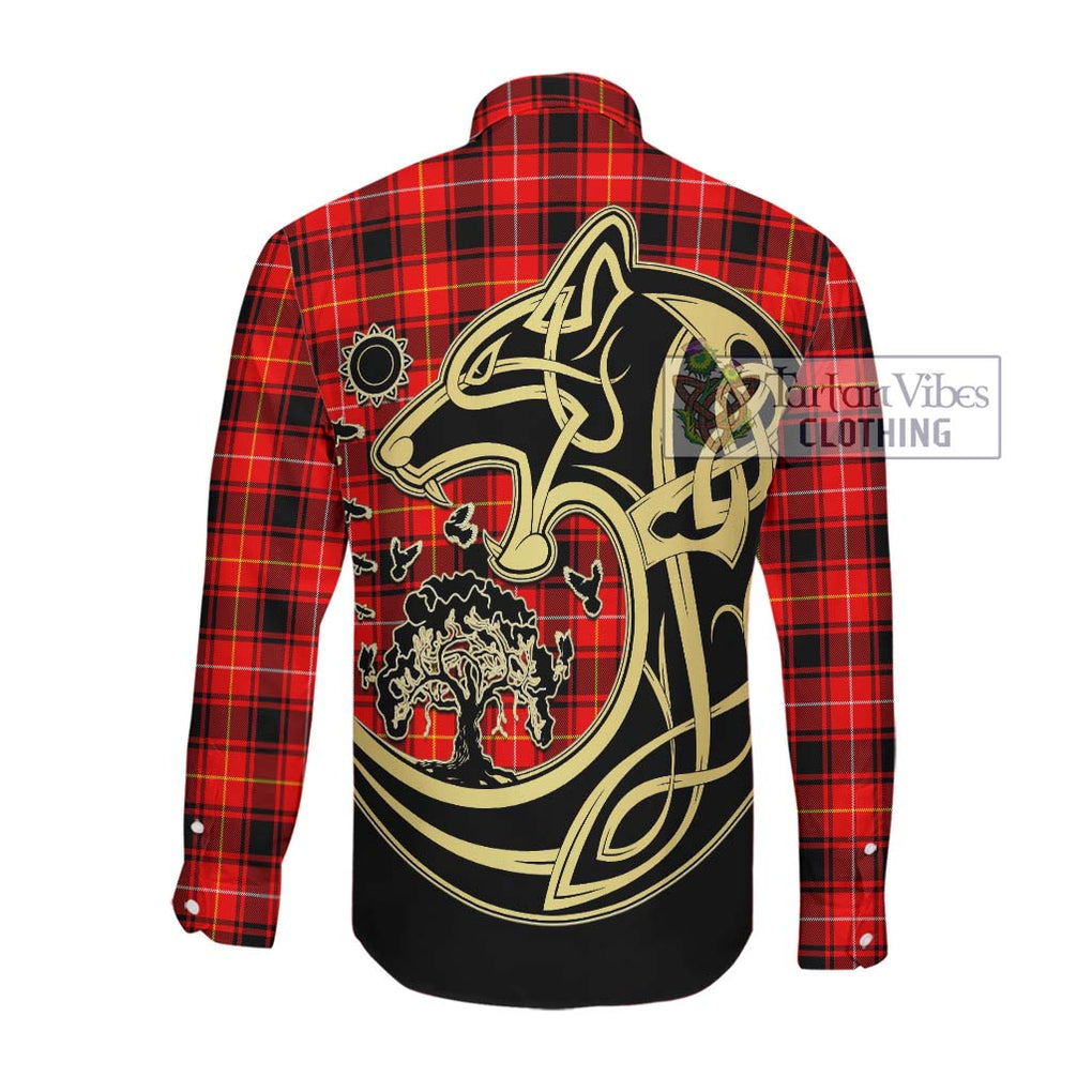 McIvor Modern Tartan Long Sleeve Button Shirt with Family Crest Celtic Wolf Style Men's Shirt - Tartan Vibes Clothing