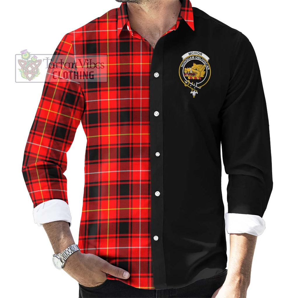 McIvor Modern Tartan Long Sleeve Button Shirt with Family Crest and Half Of Me Style - Tartanvibesclothing Shop