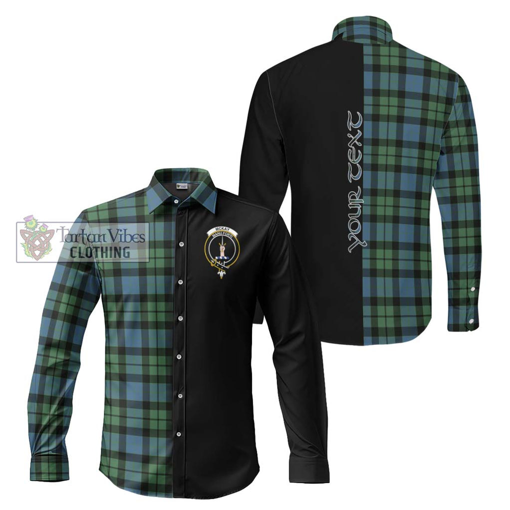 McKay Ancient Tartan Long Sleeve Button Shirt with Family Crest and Half Of Me Style Men's Shirt S - Tartanvibesclothing Shop