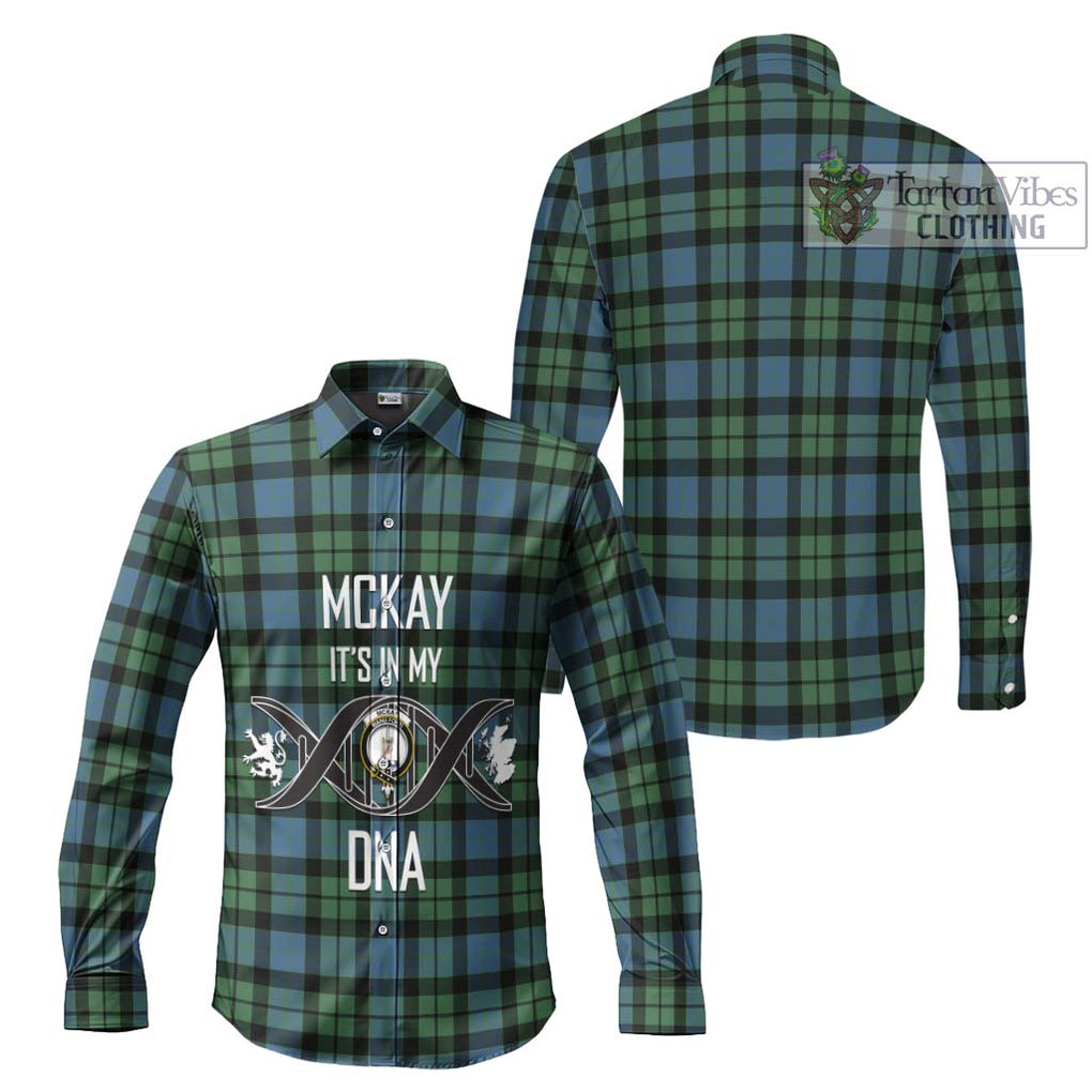 McKay Ancient Tartan Long Sleeve Button Shirt with Family Crest DNA In Me Style Men's Shirt - Tartanvibesclothing Shop