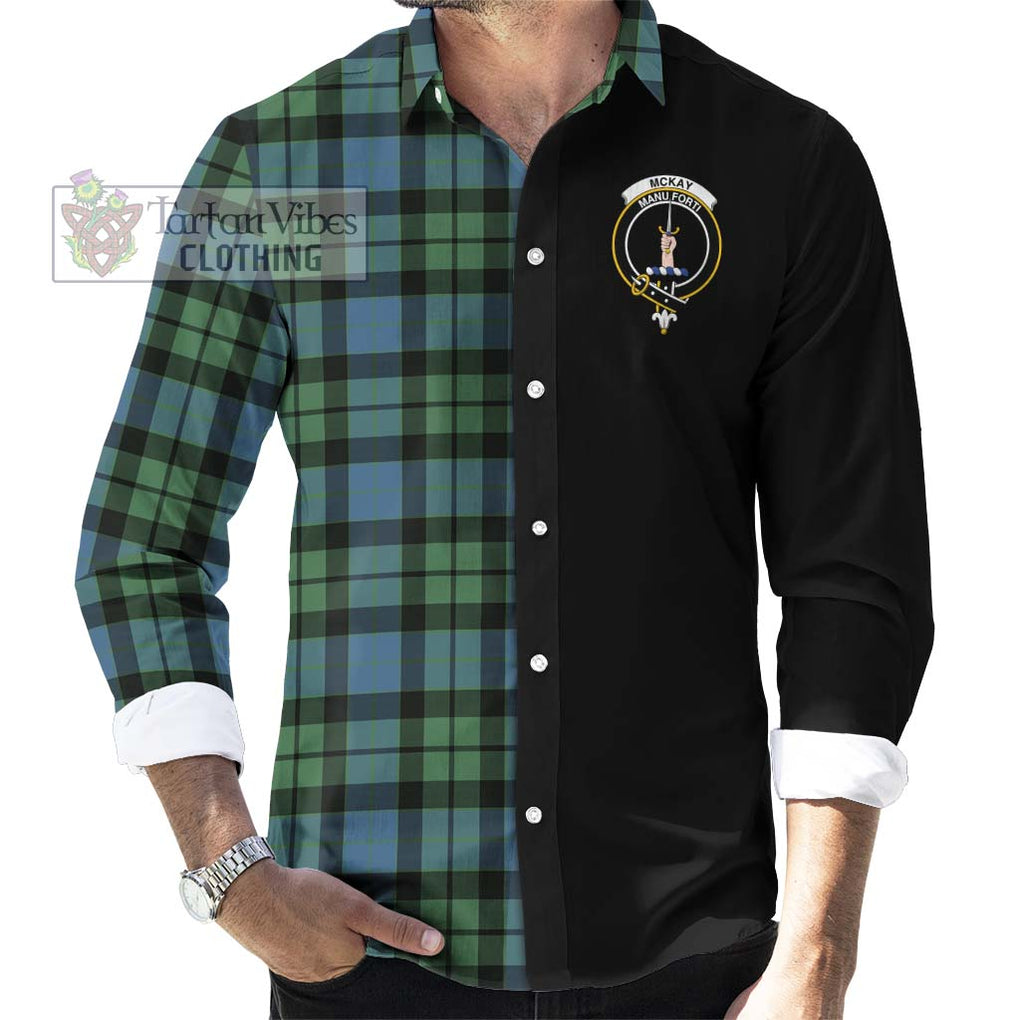 McKay Ancient Tartan Long Sleeve Button Shirt with Family Crest and Half Of Me Style - Tartanvibesclothing Shop