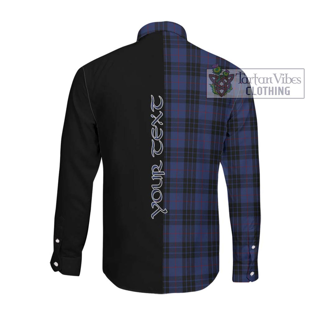 Tartan Vibes Clothing McKay Blue #02 Tartan Long Sleeve Button Shirt with Family Crest and Half Of Me Style