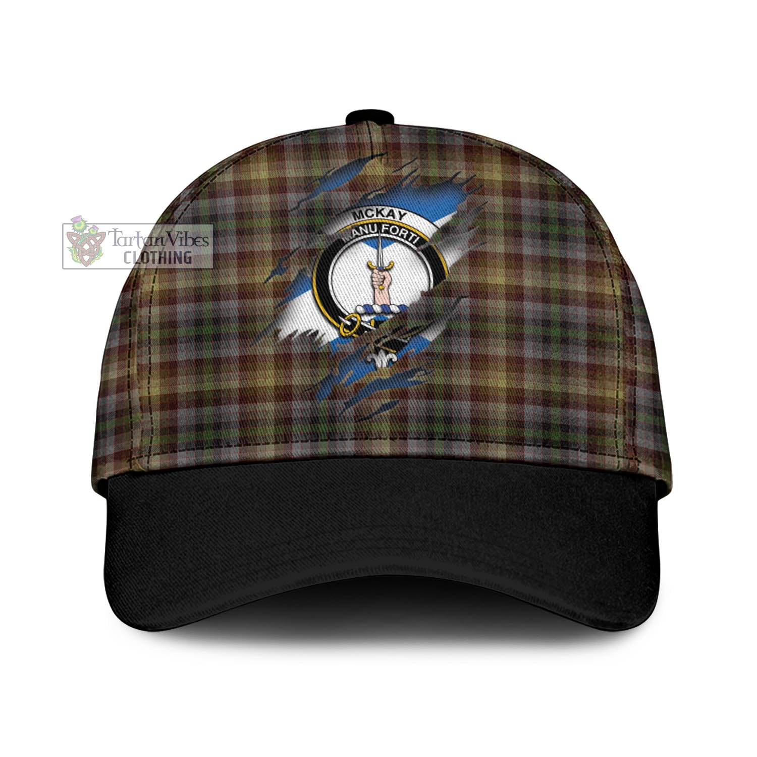 Tartan Vibes Clothing McKay of Strathnaver Tartan Classic Cap with Family Crest In Me Style
