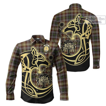 McKay of Strathnaver Tartan Long Sleeve Button Shirt with Family Crest Celtic Wolf Style Men's Shirt S - Tartan Vibes Clothing