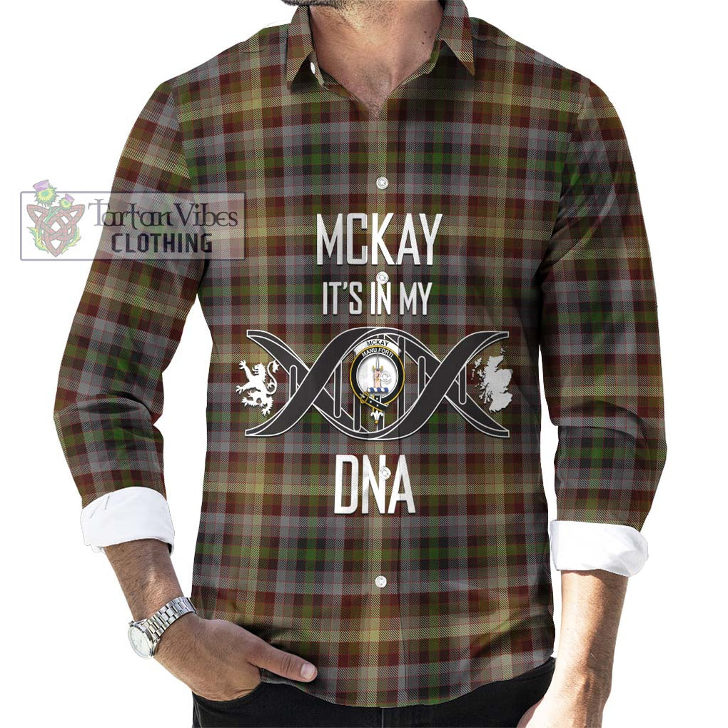 McKay of Strathnaver Tartan Long Sleeve Button Shirt with Family Crest DNA In Me Style Men's Shirt S - Tartanvibesclothing Shop