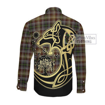 McKay of Strathnaver Tartan Long Sleeve Button Shirt with Family Crest Celtic Wolf Style Men's Shirt - Tartan Vibes Clothing