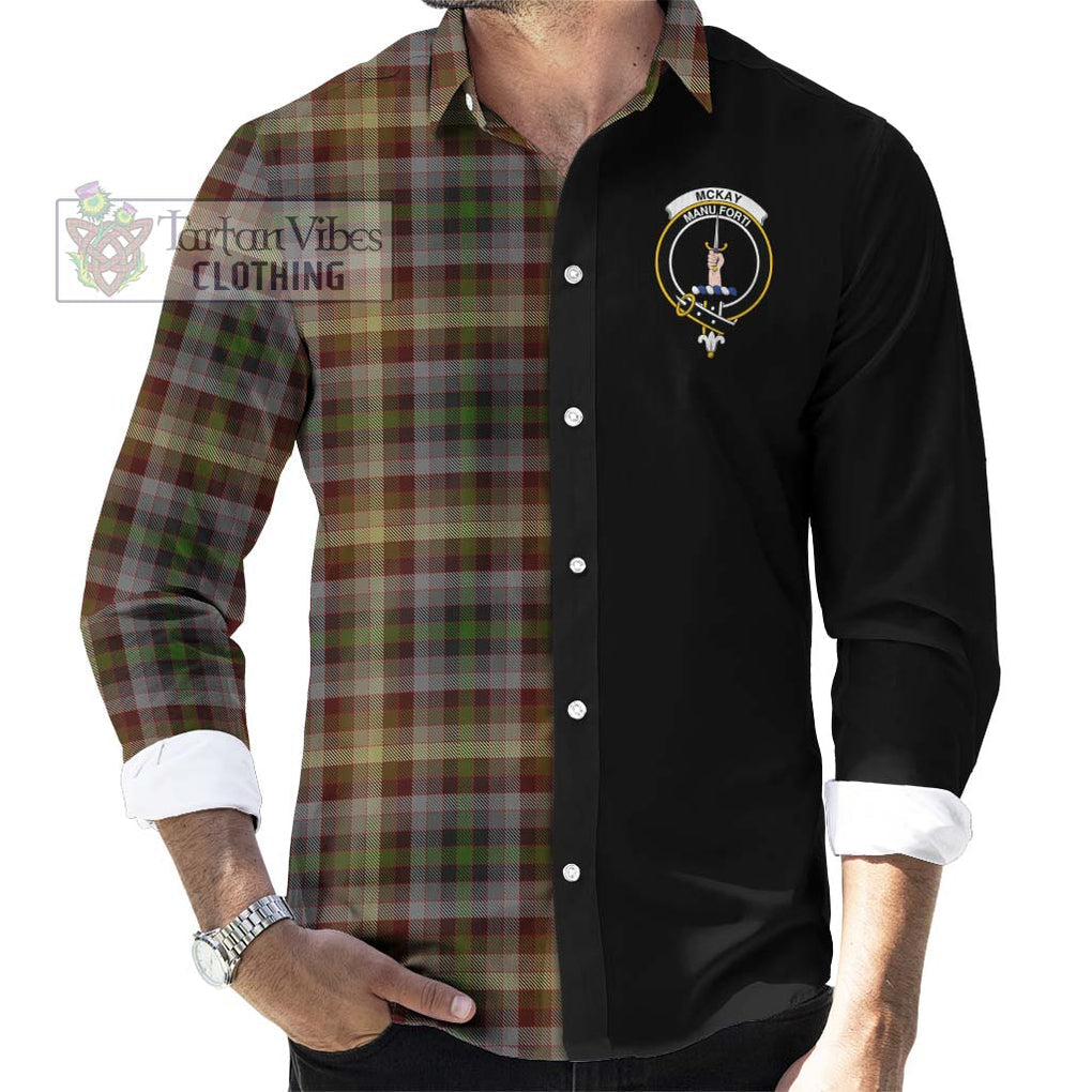 McKay of Strathnaver Tartan Long Sleeve Button Shirt with Family Crest and Half Of Me Style - Tartanvibesclothing Shop