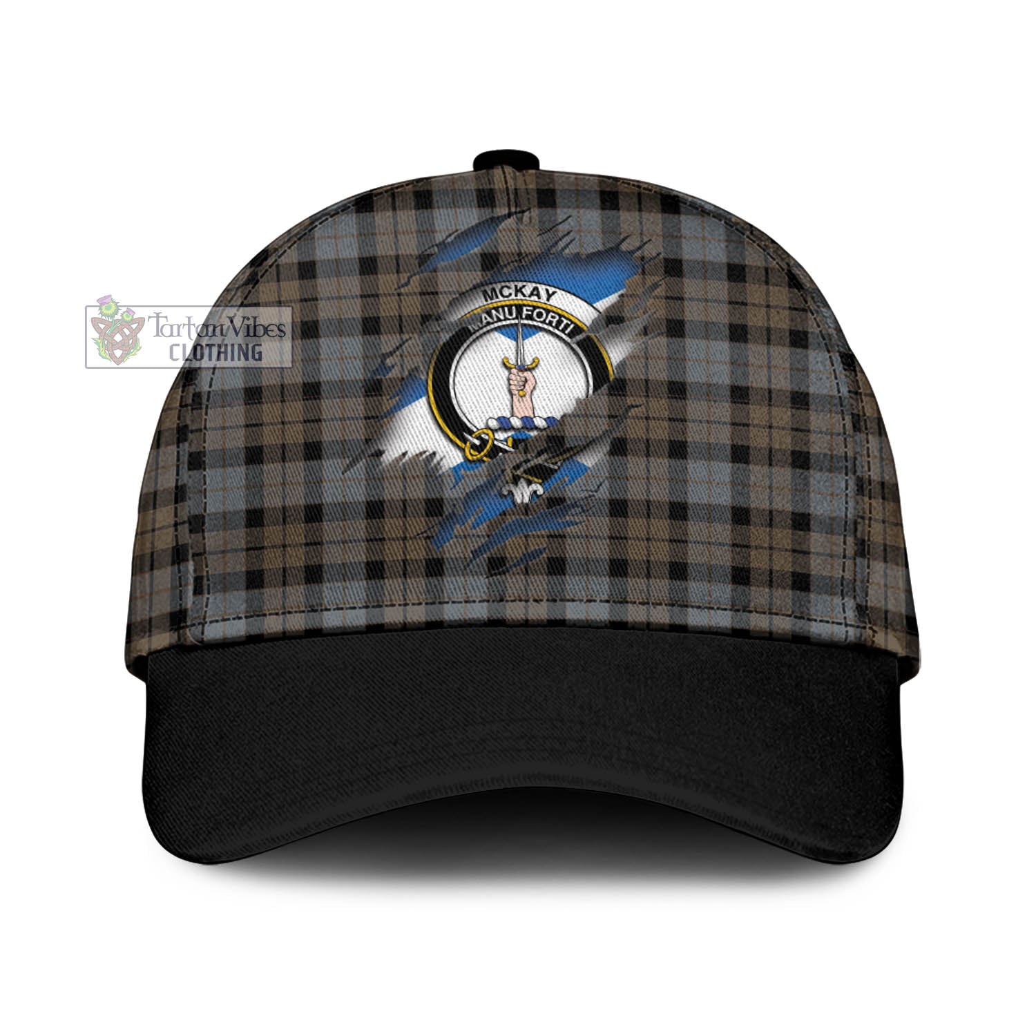 Tartan Vibes Clothing McKay Weathered Tartan Classic Cap with Family Crest In Me Style