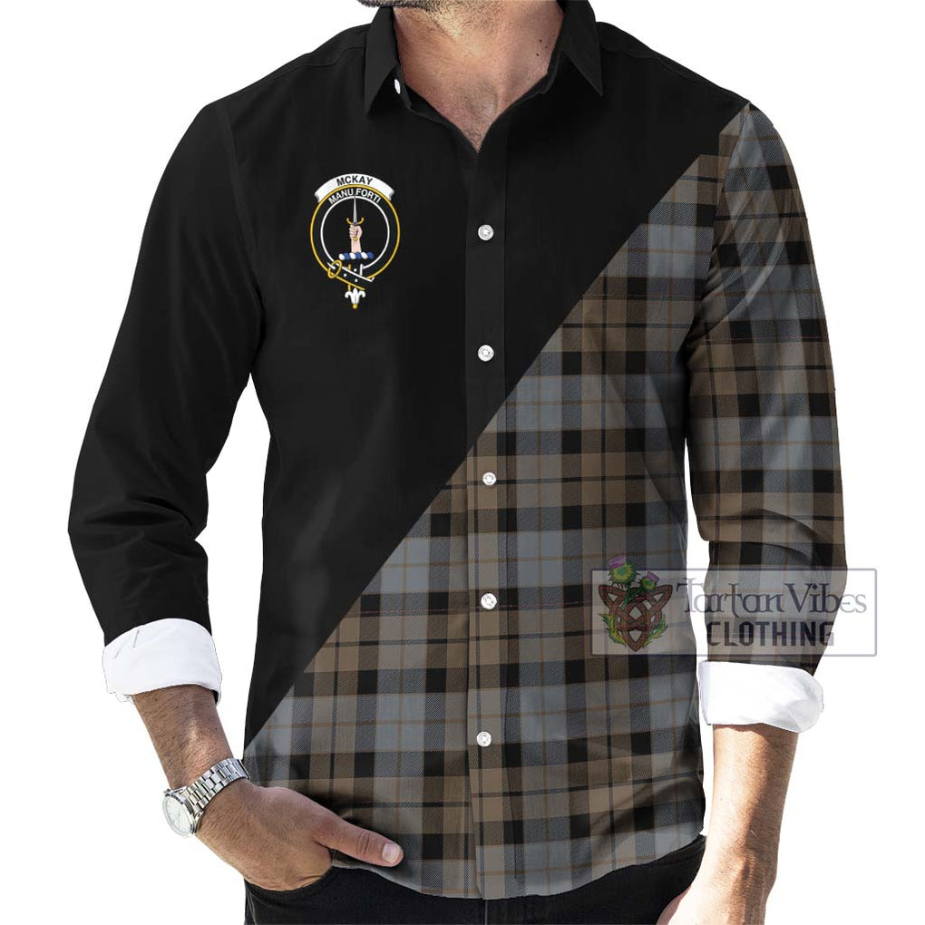 McKay Weathered Tartan Long Sleeve Button Shirt with Family Crest and Military Logo Style - Tartanvibesclothing Shop