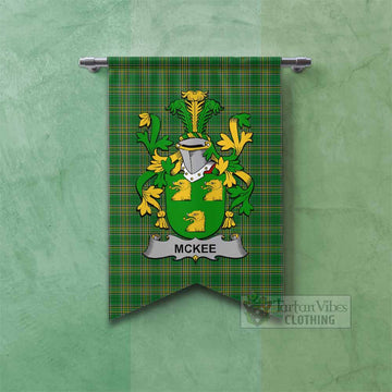 McKee Irish Clan Tartan Gonfalon, Tartan Banner with Coat of Arms
