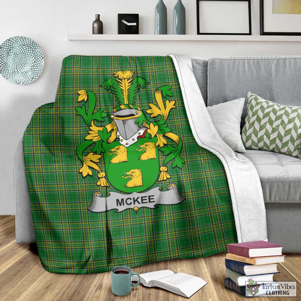 Tartan Vibes Clothing McKee Irish Clan Tartan Blanket with Coat of Arms