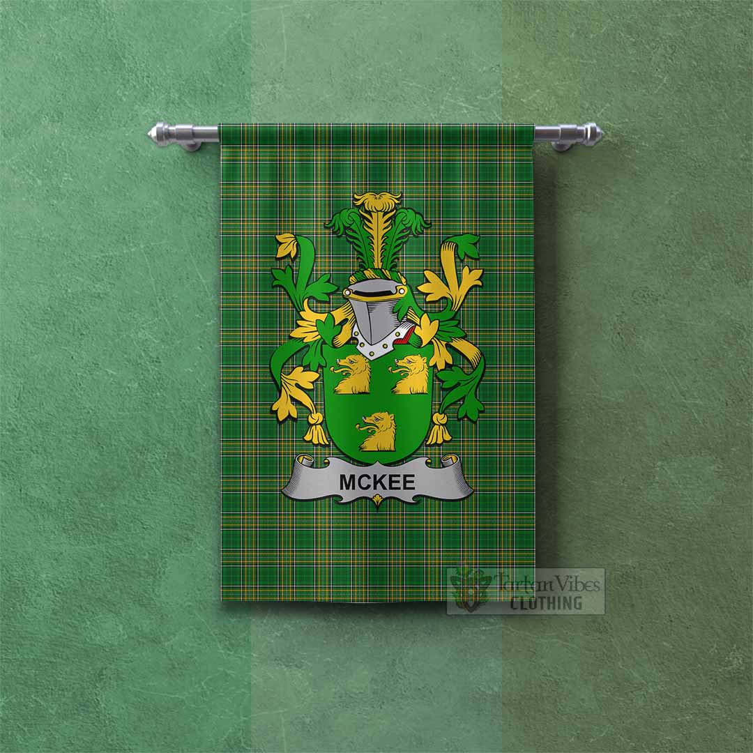 Tartan Vibes Clothing McKee Irish Clan Tartan Gonfalon, Tartan Banner with Coat of Arms