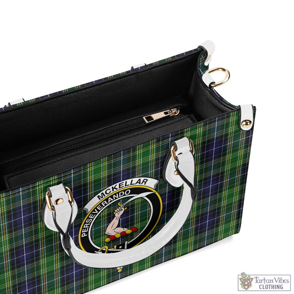 Tartan Vibes Clothing McKellar Tartan Luxury Leather Handbags with Family Crest