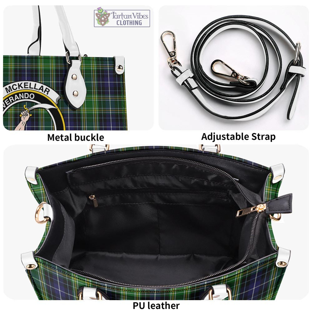 Tartan Vibes Clothing McKellar Tartan Luxury Leather Handbags with Family Crest