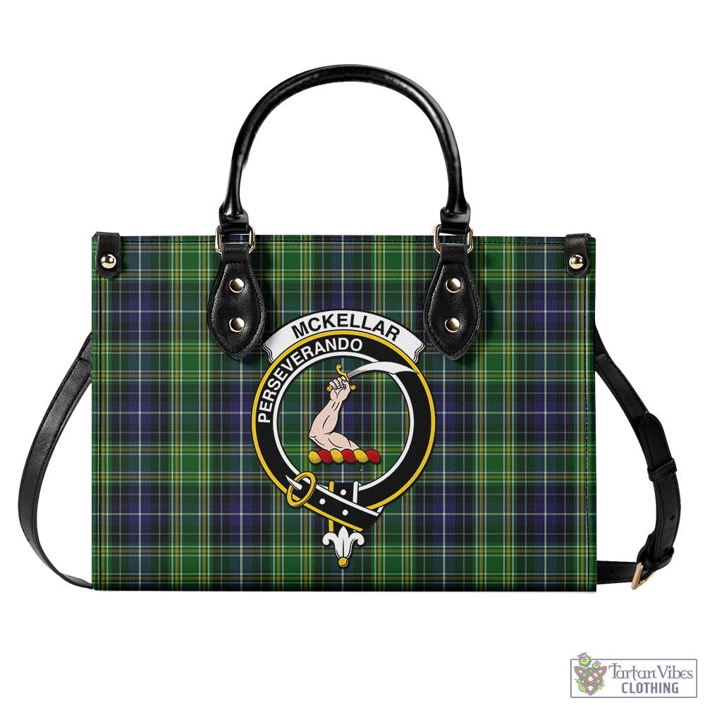 Tartan Vibes Clothing McKellar Tartan Luxury Leather Handbags with Family Crest