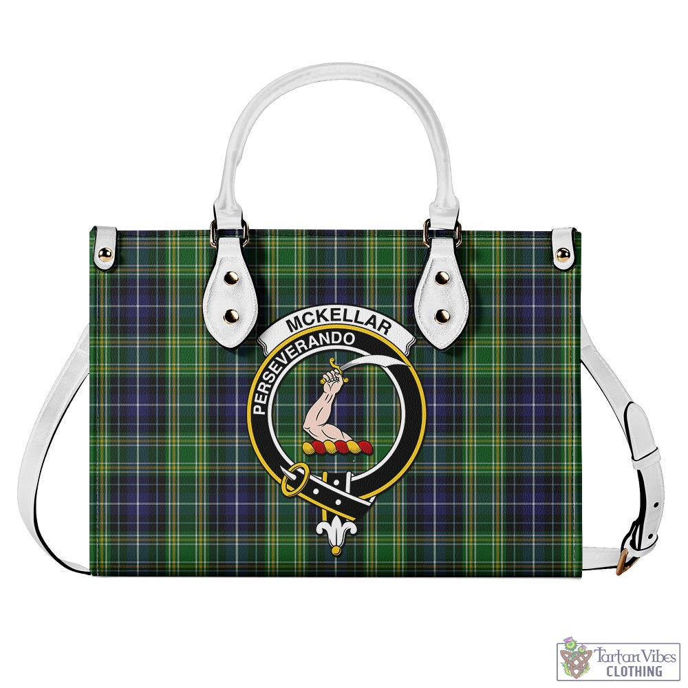 Tartan Vibes Clothing McKellar Tartan Luxury Leather Handbags with Family Crest