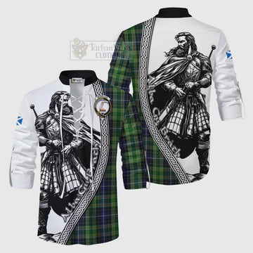 Tartan Vibes Clothing McKellar Tartan Clan Crest Ghillie Kilt Shirt with Highlander Warrior Celtic Style