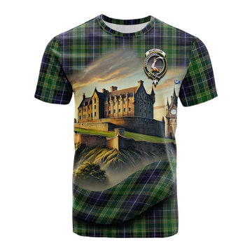 Tartan Vibes Clothing McKellar Tartan Family Crest Cotton T-shirt with Scottish Ancient Castle Style