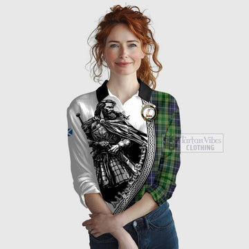 Tartan Vibes Clothing McKellar Tartan Clan Crest Women's Casual Shirt with Highlander Warrior Celtic Style