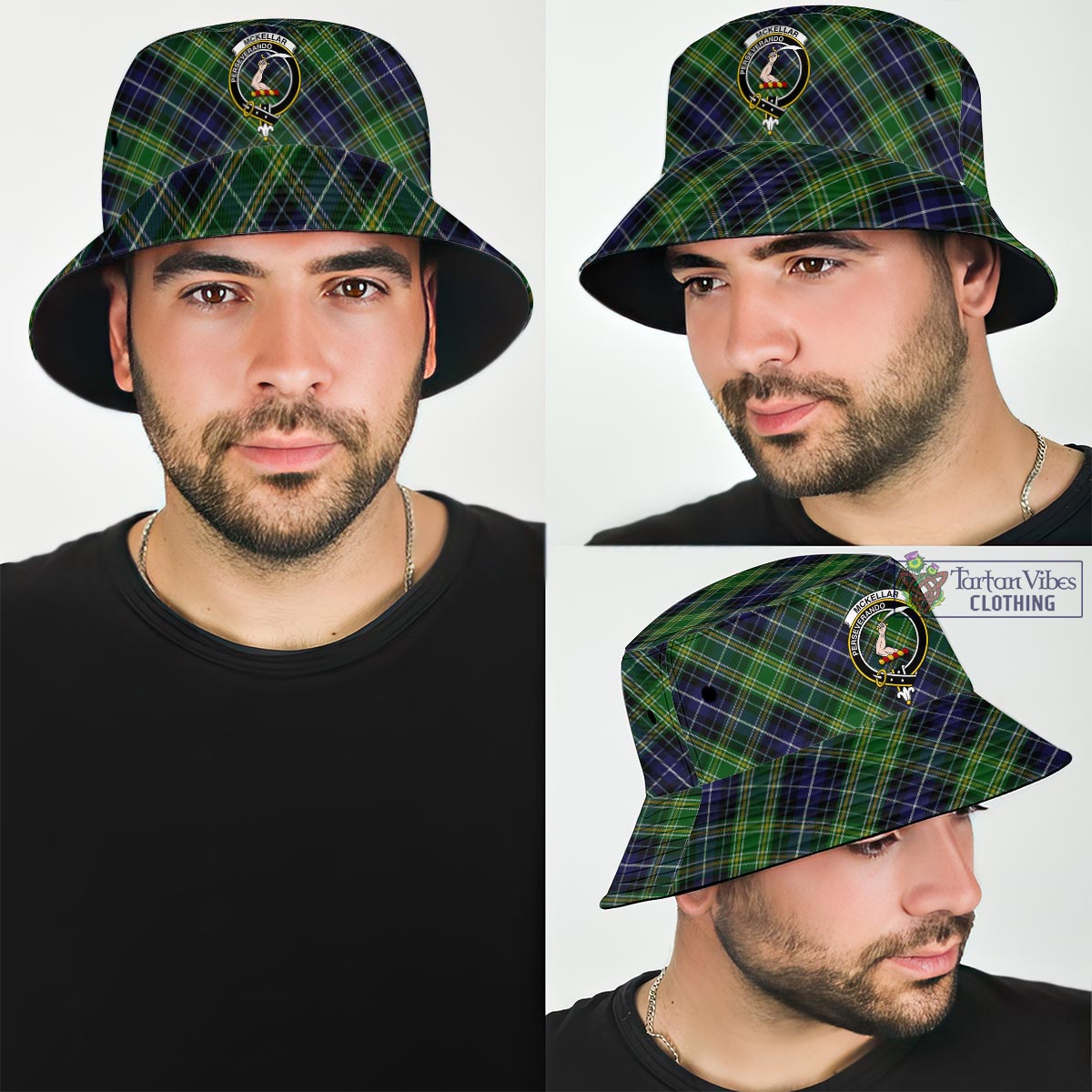 Tartan Vibes Clothing McKellar Tartan Bucket Hat with Family Crest