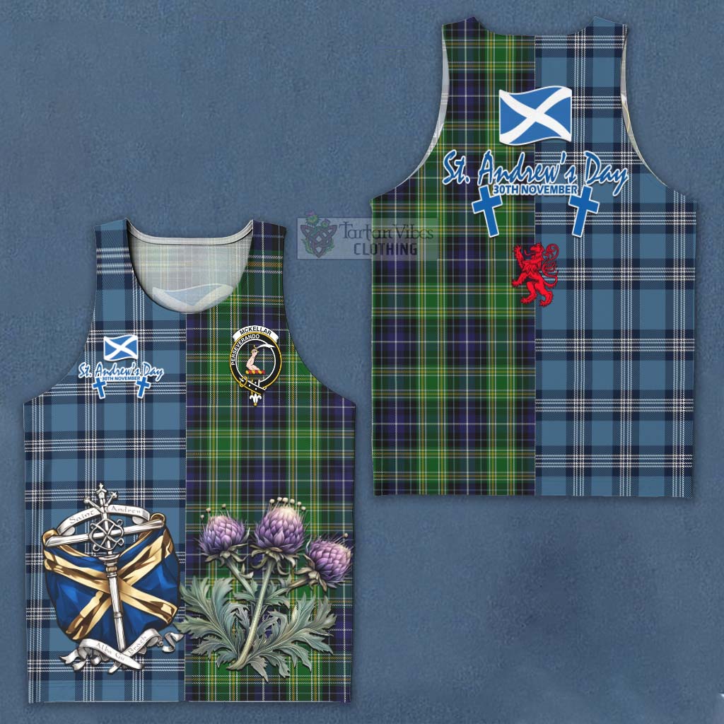 Tartan Vibes Clothing McKellar Tartan Men's Tank Top Happy St. Andrew's Day Half Tartan Style