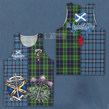 Tartan Vibes Clothing McKellar Tartan Men's Tank Top Happy St. Andrew's Day Half Tartan Style
