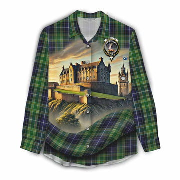 Tartan Vibes Clothing McKellar Tartan Family Crest Women's Casual Shirt with Scottish Ancient Castle Style