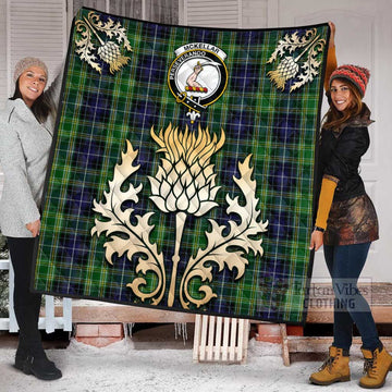 Tartan Vibes Clothing McKellar Tartan Quilt with Family Crest and Golden Thistle Style