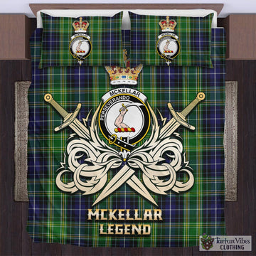 Tartan Vibes Clothing McKellar Tartan Bedding Set with Clan Crest and the Golden Sword of Courageous Legacy
