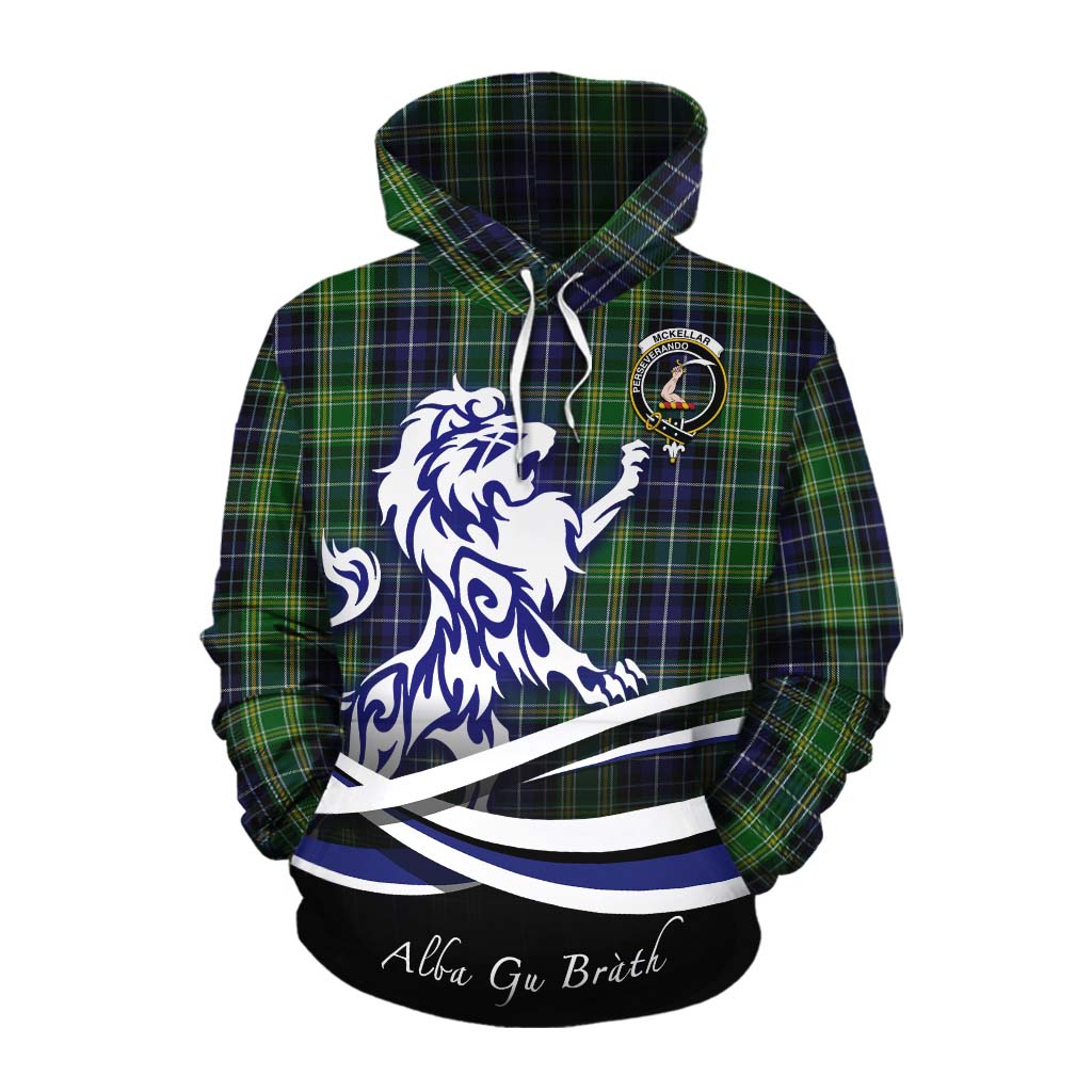 Tartan Vibes Clothing McKellar Tartan Cotton Hoodie with Alba Gu Brath Regal Lion Emblem