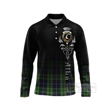 Tartan Vibes Clothing McKellar Tartan Long Sleeve Polo Shirt Featuring Alba Gu Brath Family Crest Celtic Inspired
