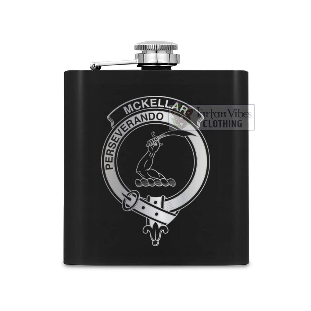 Tartan Vibes Clothing McKellar Crest Hip Flask Set 7oz Black Stainless Steel with A Gift Box