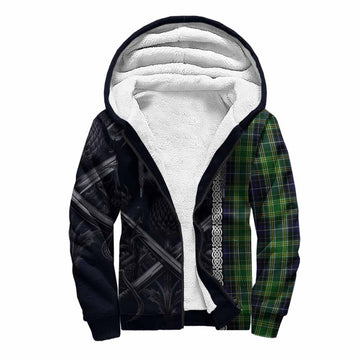 Tartan Vibes Clothing McKellar Tartan Sherpa Hoodie with Family Crest Cross Sword Thistle Celtic Vibes