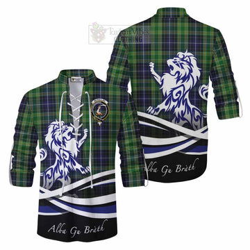 Tartan Vibes Clothing McKellar Tartan Ghillie Kilt Shirt with Alba Gu Brath Regal Lion Emblem