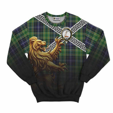 Tartan Vibes Clothing McKellar Crest Tartan Sweatshirt with Golden Lion Emblem Celtic Style