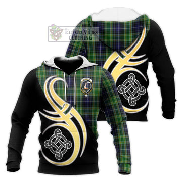 McKellar Tartan Knitted Hoodie with Family Crest and Celtic Symbol Style Unisex Knitted Pullover Hoodie - Tartan Vibes Clothing