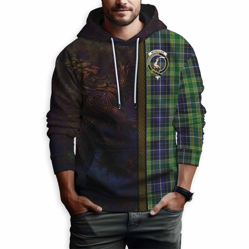 Tartan Vibes Clothing McKellar Tartan Family Crest Hoodie Alba Gu Brath Be Brave Lion Ancient Style