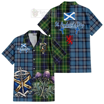 Tartan Vibes Clothing McKellar Tartan Short Sleeve Button Shirt Happy St. Andrew's Day Half Tartan Style