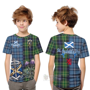 Tartan Vibes Clothing McKellar Tartan Kid T-Shirt Happy St. Andrew's Day Half Tartan Style