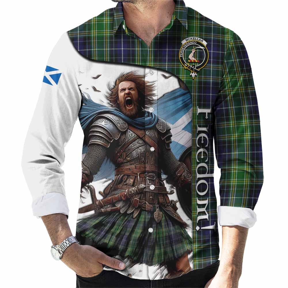 Tartan Vibes Clothing McKellar Crest Tartan Long Sleeve Button Shirt Inspired by the Freedom of Scottish Warrior