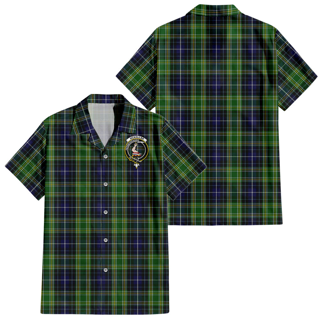 McKellar Tartan Short Sleeve Button Down Shirt with Family Crest