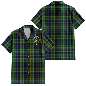 McKellar Tartan Short Sleeve Button Down Shirt with Family Crest