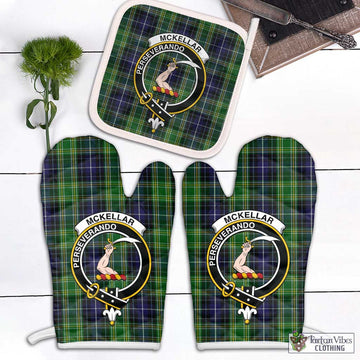 McKellar Tartan Combo Oven Mitt & Pot-Holder with Family Crest Combo 1 Oven Mitt & 1 Pot-Holder White - Tartan Vibes Clothing