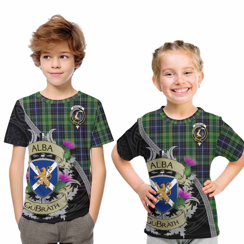 Tartan Vibes Clothing McKellar Tartan Family Crest Kid T-Shirt Lion Rampant Royal Thistle Shield Celtic Inspired