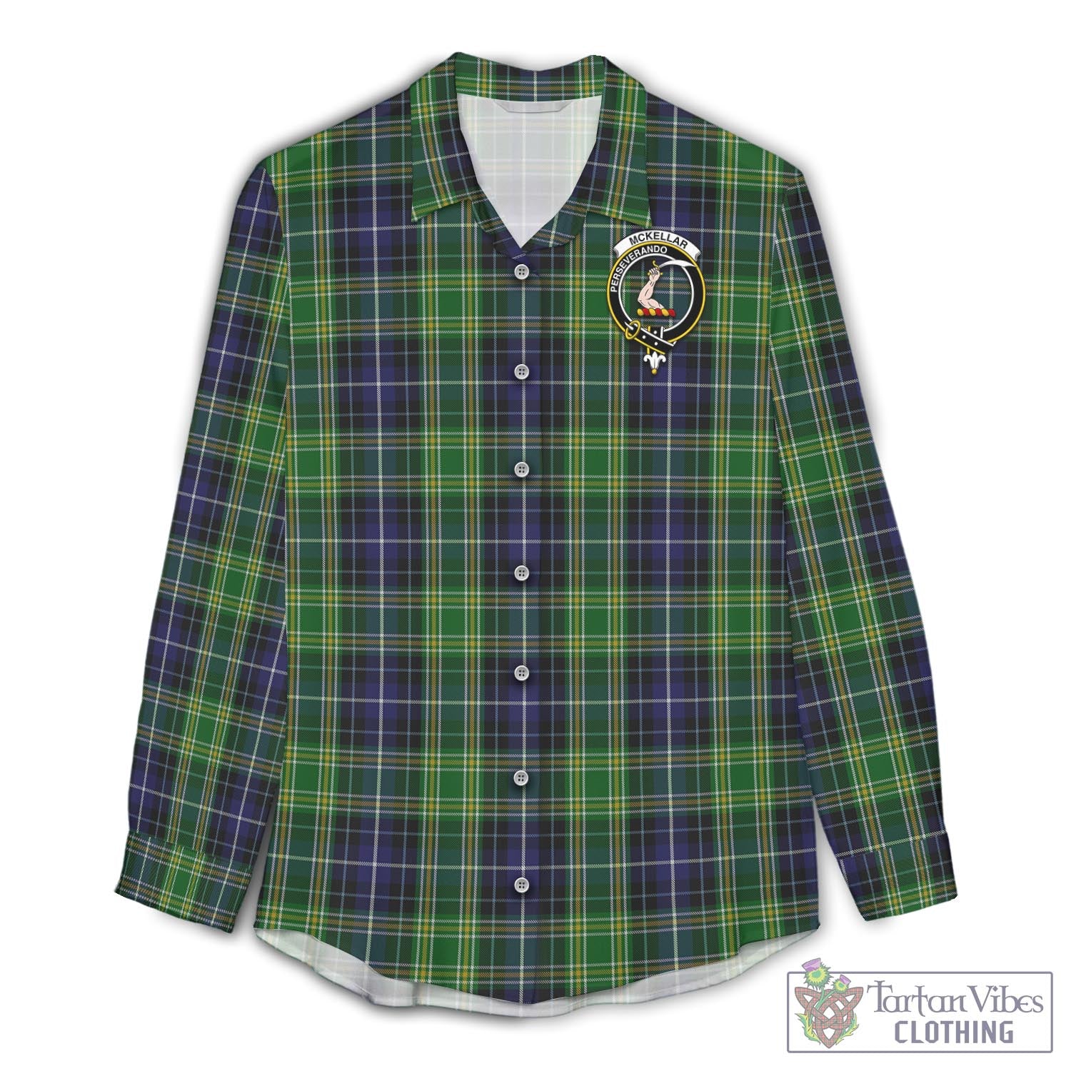 Tartan Vibes Clothing McKellar Tartan Womens Casual Shirt with Family Crest