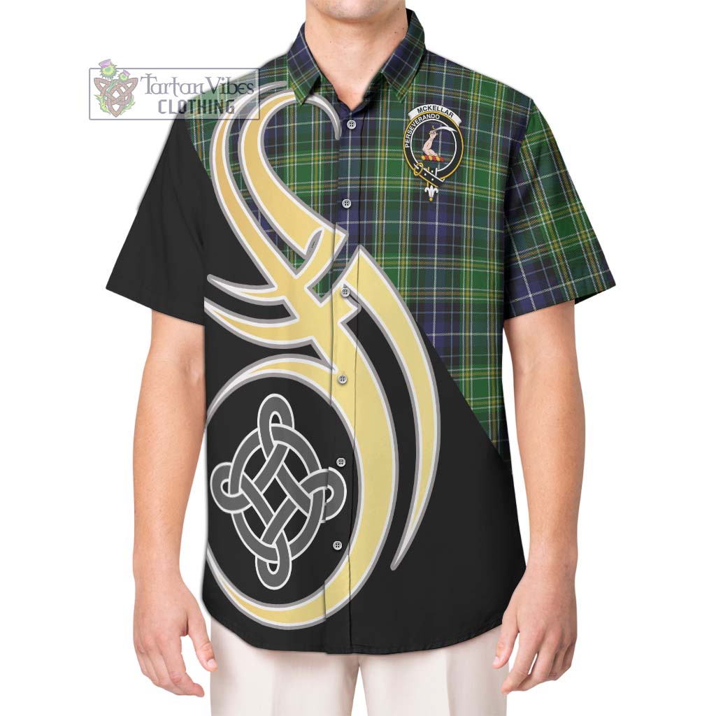McKellar Tartan Short Sleeve Button Shirt with Family Crest and Celtic Symbol Style Kid - Tartan Vibes Clothing