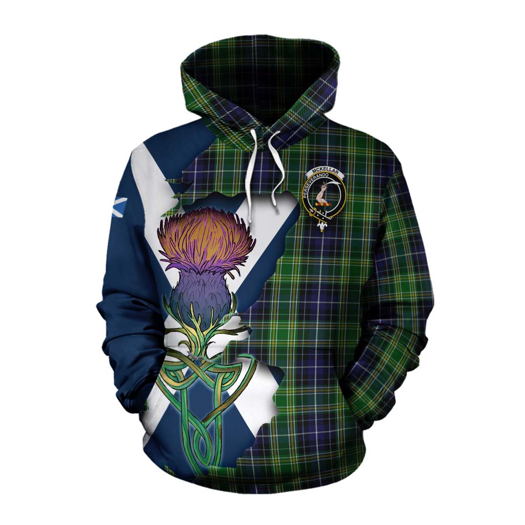 Tartan Vibes Clothing McKellar Tartan Family Crest Cotton Hoodie Scottish Thistle Celtic Inspired